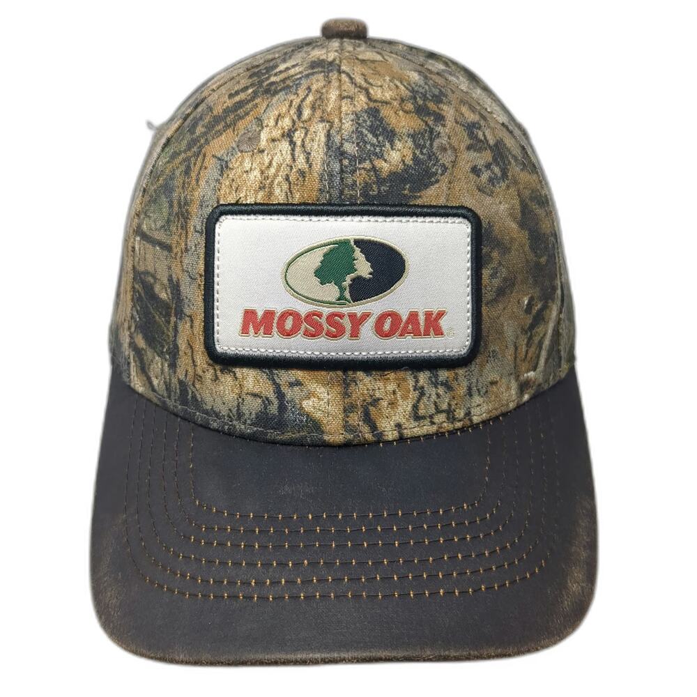 Mossy Oak Snapback Brown Camo Hat One Size Patch Logo Distressed Hunting Fishing